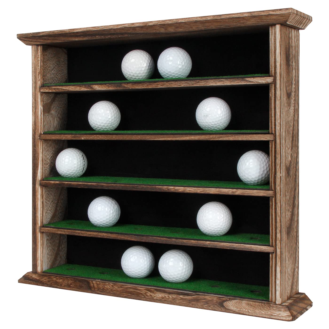 J JACKCUBE DESIGN 30 Golf Ball Display Case Wall Rack Cabinet Holder Shelf, No Door, Rustic Wood Wall Mount- MK802B (30 Balls)
