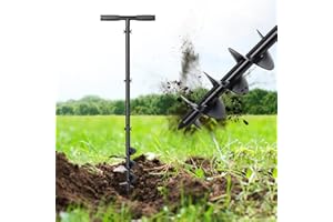 DAKEPOLE Post Hole Digger, Hand Auger Spiral Drill for Planting, 38 Inch Long Post Hole Digger Manual Earth Auger for Fence Posts, Sand, Bulb, Seedlings, Tree, Mail Box, Non Slip T Handle