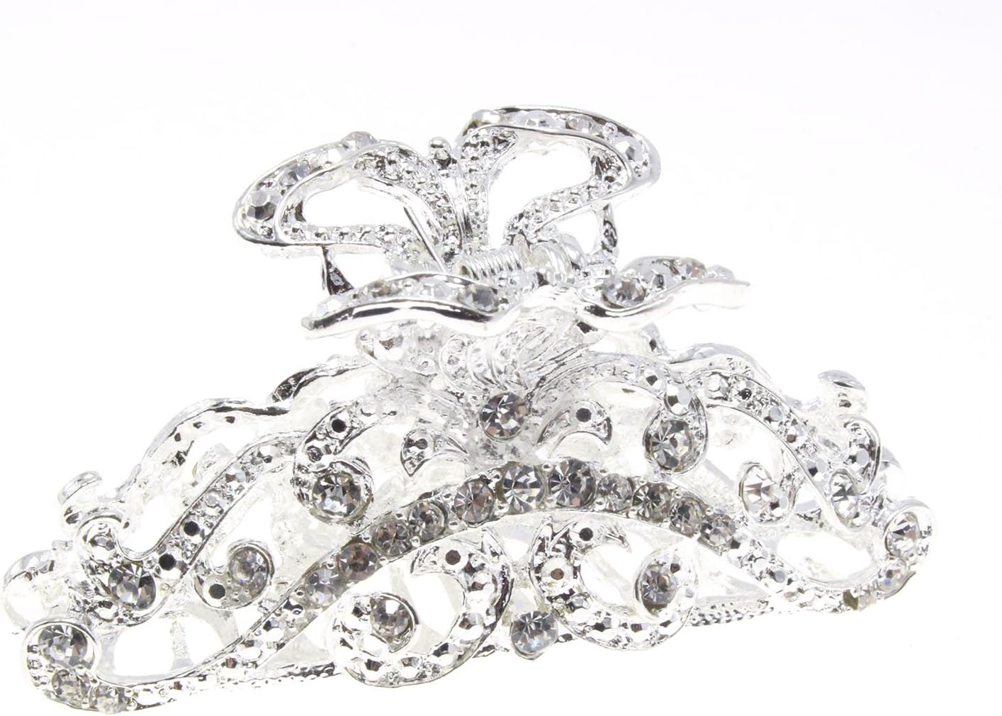 Shengxueer 1pc Vintage Hair Claw Spring Hair Clip Useful Hair Jewelry (Clear-silver)