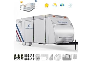 Umbrauto 300D Oxford RV Cover: 30-33ft Travel Trailer Cover Silver Coated, Waterproof Camper Cover for Parking, Windproof Snowproof Toy Hauler Cover for Winter Campsite