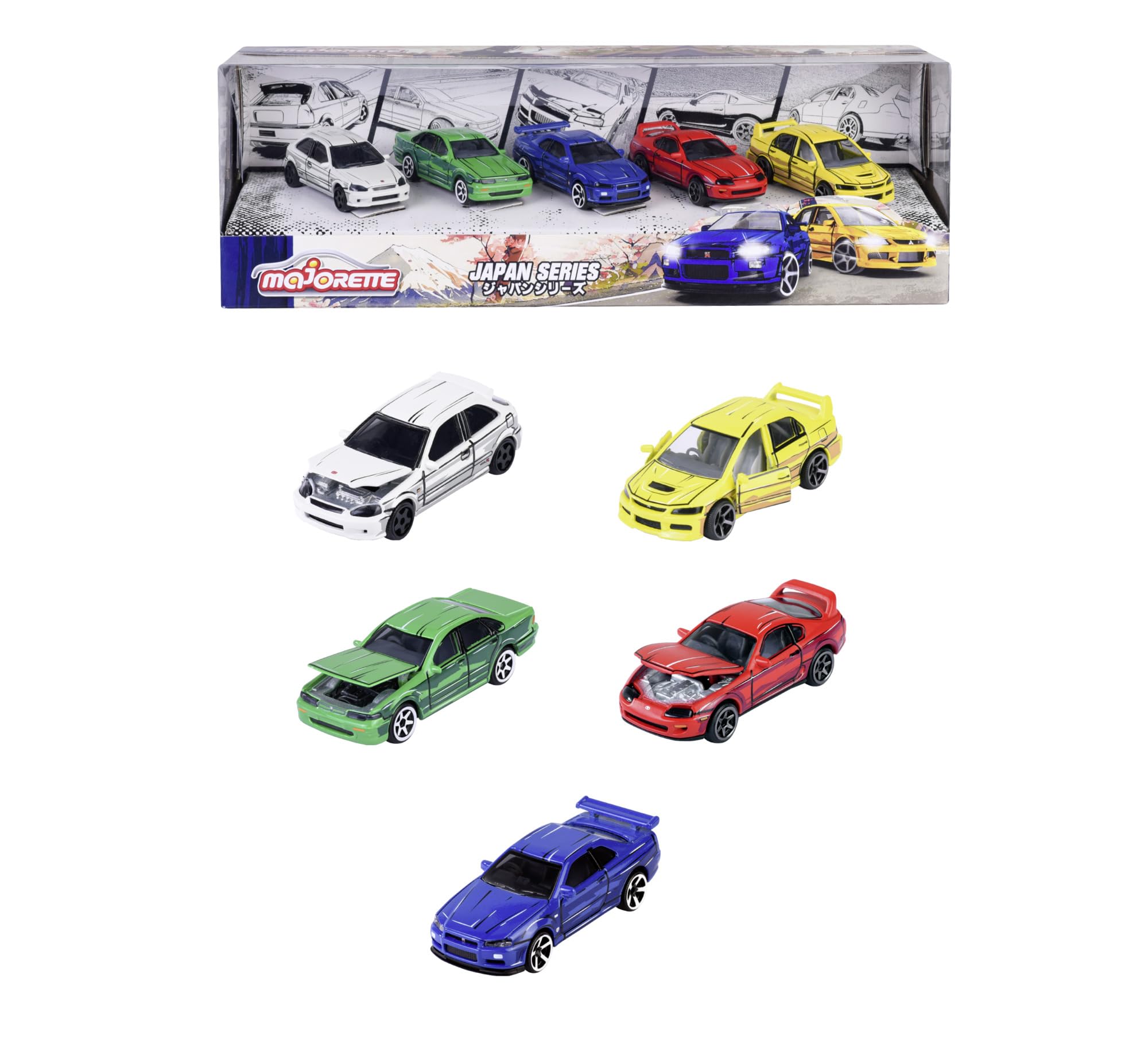 Majorette Japan Series 5pc Die Cast 1:64 scale toy car vehicle Gift pack to collect, play or display