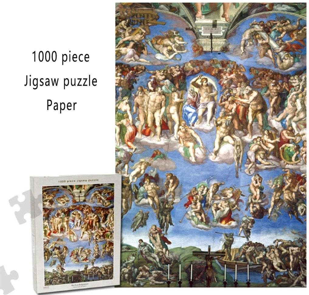 Classic Puzzle Game The Last Judgement by Michelangelo - 1000 Piece Paper Jigsaw Puzzles Games Home Decor Artwork for Adults Kids Sturdy and Easy