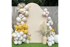 CIPAZEE Beige Arch Backdrop Cover - Beige Wedding Arch Cover Spandex Fitting Round Top Backdrop Arch Stand for Wedding Birthday Party Decoration(Beige,7.2x4FT)