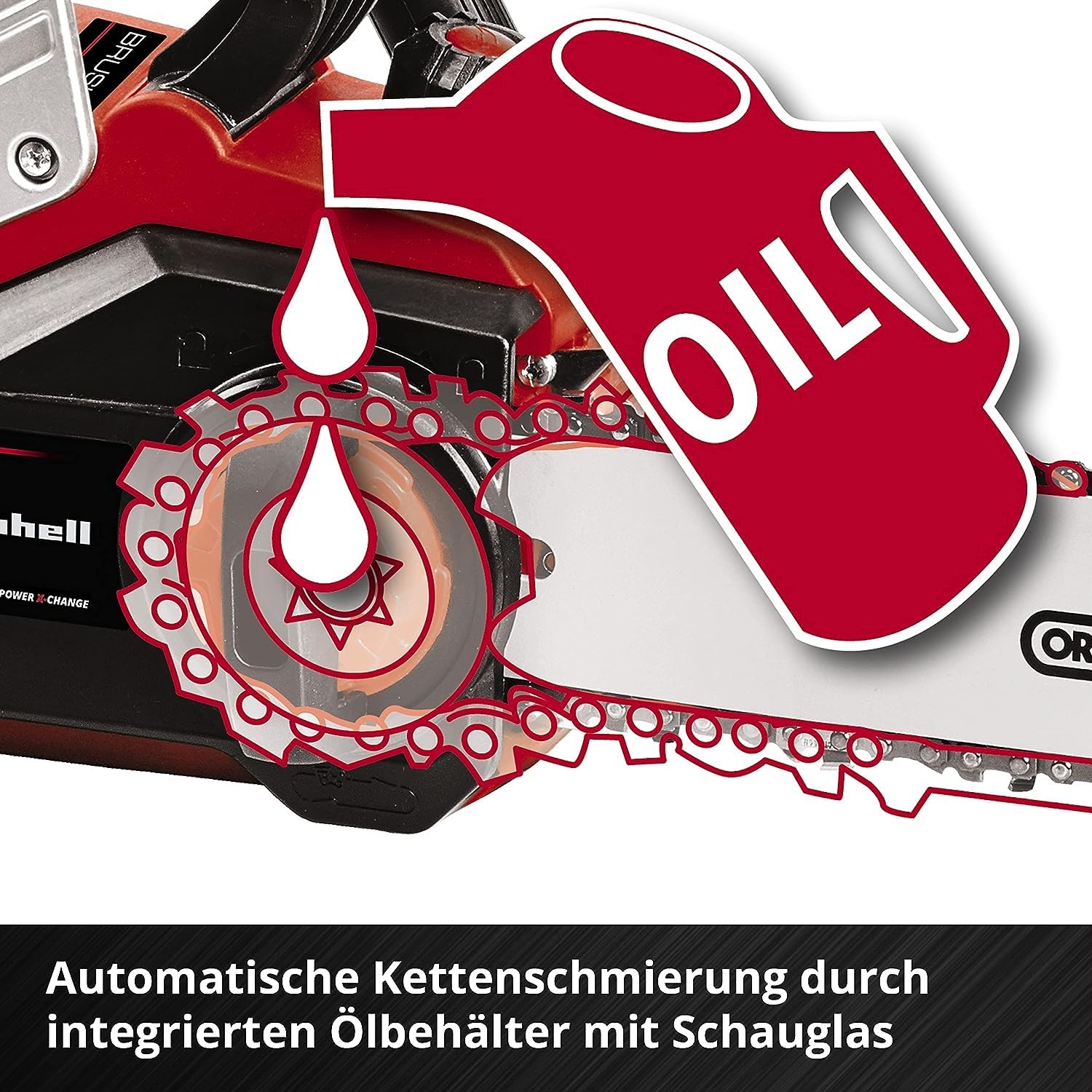Einhell Professional Akku-Kettensäge GP-LC 36/35 Li-Solo Power X-Change (Li-Ion, 36 V, 33 cm Schnittlänge, 15 m/s Schnittgeschwindigkeit, bürstenloser Elektromotor, ohne Akku & Ladegerät) 9
