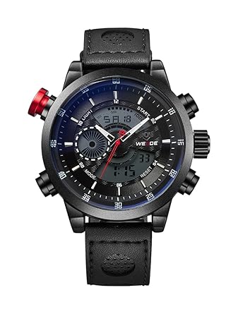 Analogue-Digital Black Dial Mens Dual Time Watch (3401-b)