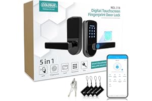 COLOSUS Smart Lock, Keyless Entry Door Lock, Fingerprint Door Lock, Smart Door Lock with Handle, Digital Door Lock, Smart Lock for Front Door, Bluetooth Electronic Door Lock COLOSUS INC (S220)