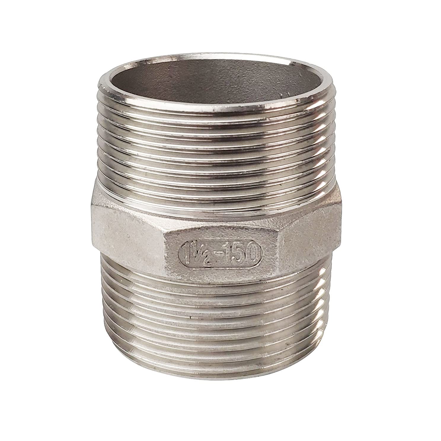 Photo 1 of LOZOME 1-1/2" Male to Male Hex Nipple Threaded Pipe Fitting NPT Stainless Steel SUS304