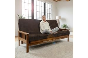 Matini Home Memory Foam Futon Mattress, Foldout Couch Futon Mattress - Full Size (Espresso) - Comfortable and Heavy Duty Sofa Bed, Thick Corded Cushion for All (Frame NOT Included)