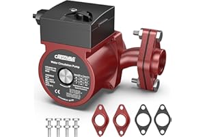 CrestWave 110V Circulation Pump, 3-Speed Adjustable 13 GPM Hot Water Recirculating Pump, Circulator Pump for Water Heater with 1" FNPT Flanges & Kit, for Boiler, Solar, Hydronic Heating Use, Red