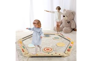 AmazingJoy Balance Beam Wooden Balance Board Stepping Stones Montessori Toy for Kids 3-5 Toddler Gross Motor Skills Build Coordination Gymnastics Obstacle Course Indoor Outdoor 6pcs