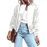 Zeagoo Women's Bomber Jacket Lightweight Zip Up Jacket Casual Striped Jacket Coat Outerwear Windbreaker with Pockets