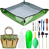 G GOOD GAIN Garden Succulent Kit with Organizer Bag, 15 Pieces Succulent Tools, Indoor Mini Hand Gardening Tools Set with Carrier for Bonsai Planter Miniature Fairy Planting Care(Green)