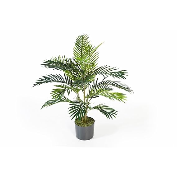 artplants Künstliche Areca-Palme Jennica im Zementtopf, 17 Palmwedel, 90 cm - Kunstpalme/Dekopalme