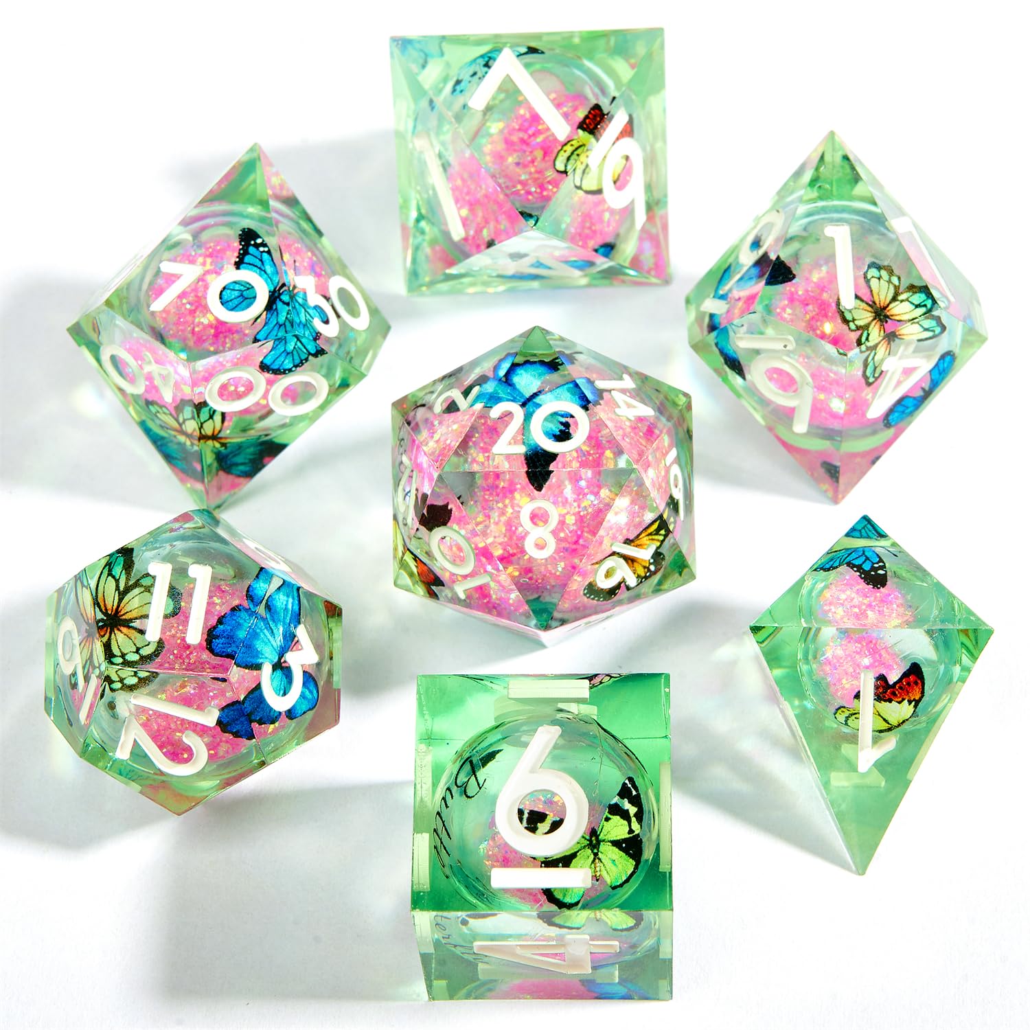 ORUZA 7 PCS Liquid Core DND Dice Resin Sharp Edge Dice Polyhedral D&D Dice Set for Dungeons and Dragons RPG MTG Table Games β image 1