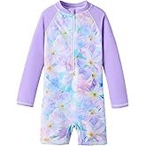 UMELOK Girls Long Sleeve Rash Guard One Piece Swimsuits with UV Protection Sunsuit