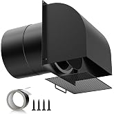 [Upgraded] Hon&amp;Guan 6 Inch Hooded Wall Vent with Magnetic Seal Flap and Removable Mesh, Arc-Shaped 6'' Exhaust Vent Cover Cap for Kitchen Range Hood/Dryer/Bathroom Exhaust(Galvanized Steel, Black)