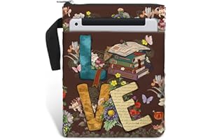 84HOODS Book Cover With Zipper and Front Pocket - Sleeve Gift for Book Lovers and Librarians - Washable Fabric 11 X 8.5 Inch Padded Protector Pouch