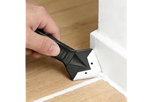 Silicone Caulking Tool 3 in 1 Stainless Steel Head Scraper Caulk Remover Sealant for Kitchen Bathroom Window, Black