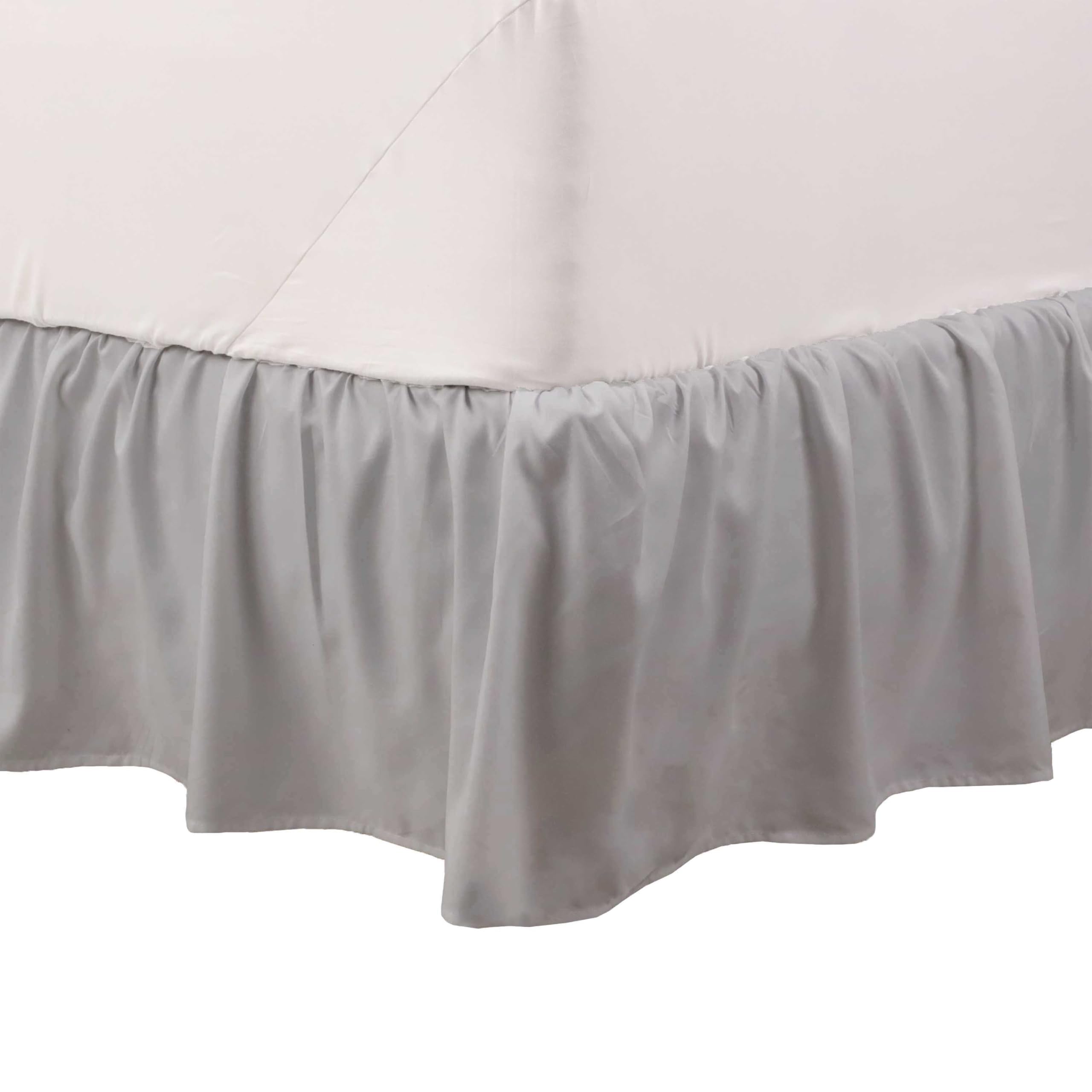 Martex King Ruffle Bed Skirt | Easy Fit Bed Skirts | Microfiber Bed Skirt | 15 Inch Drop | Hotel Quality Bedskirt | Gray