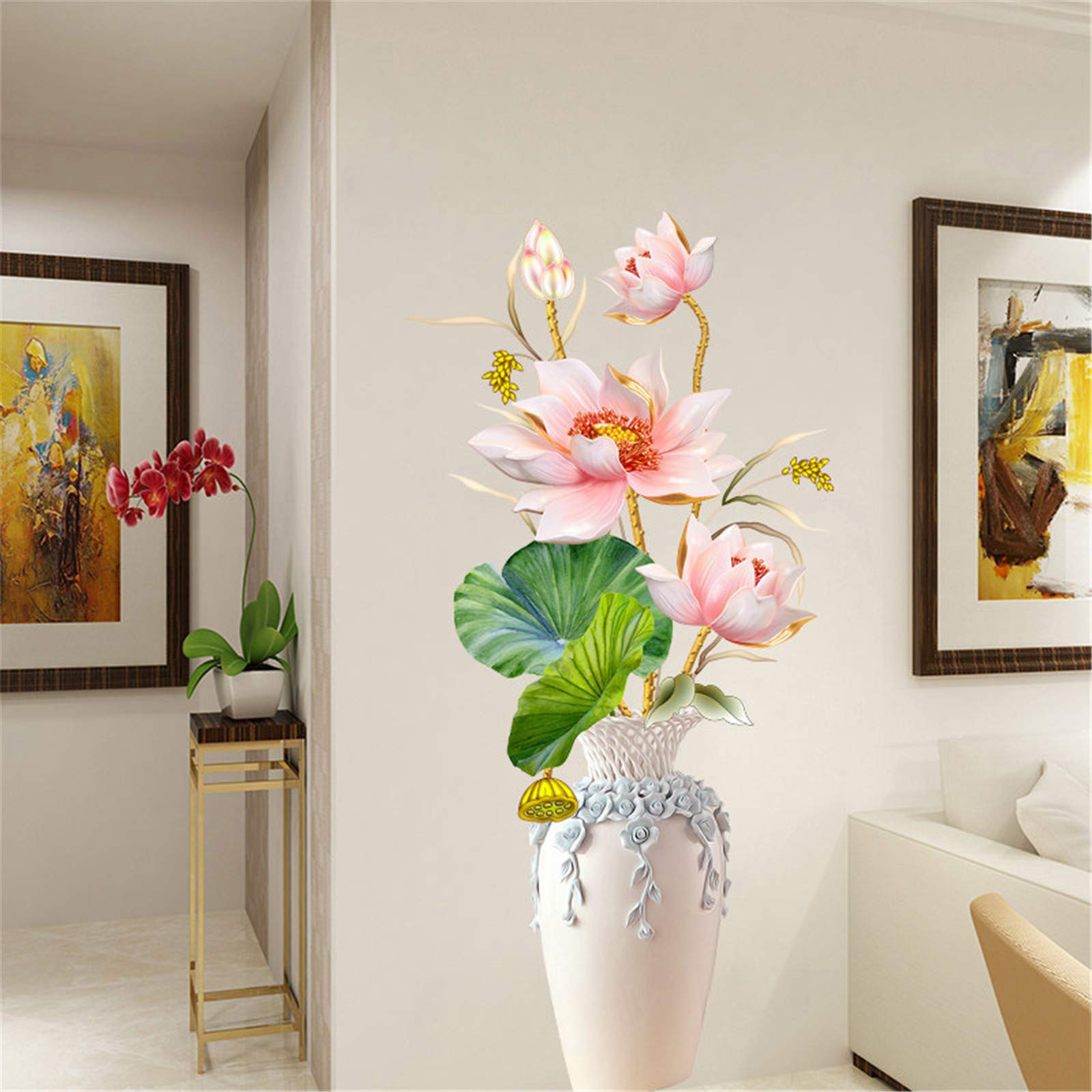 Wall Sticker DIY Wall Sticker XXL Goldfish Magnolia Flowers Wall Sticker Living Room Bedroom Wall Decoration (B)
