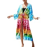 ZSWDXX Women Casual Open Front Lightweight Cardigan Long Beach Kimono Cover Up