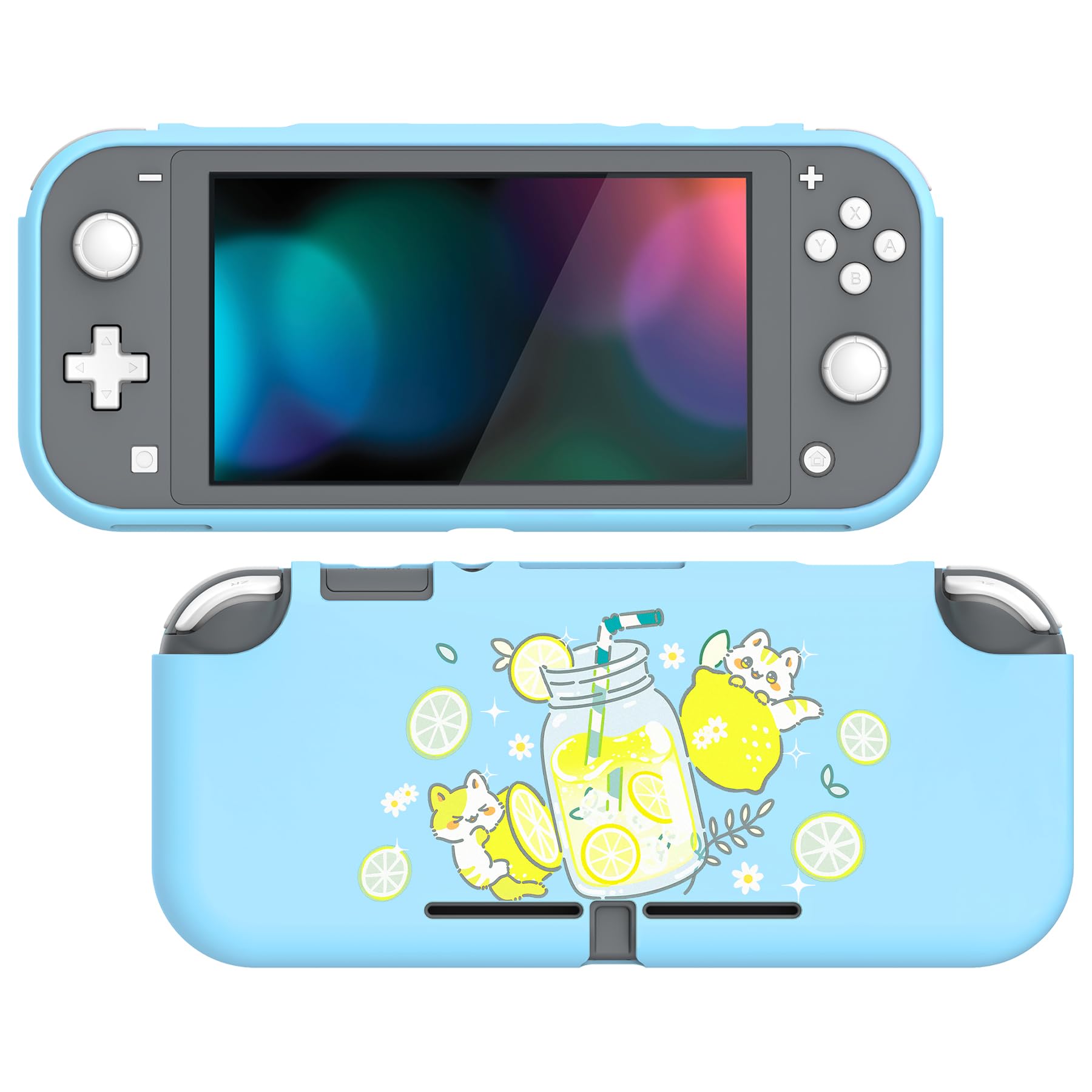 playvital Protective Case for Nintendo Switch Lite Joycon, Soft TPU Slim Case Cover Accessory for Nintendo Switch Lite Joy Con (Limonade Kitten)