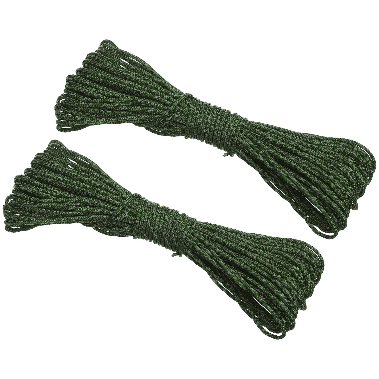 PATIKIL 65 Feet Reflective Guyline Camping Paracord, 2Pcs 2mm Tent Cord Guyline Rope Nylon Paracord Rope for Camping Tent Tarp Hiking, Green (20M)