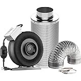 VIVOSUN Air Filtration Kit: 4 Inch 203 CFM Inline Fan with Speed Controller, 4'' Carbon Filter and 8 Feet of Ducting Combo
