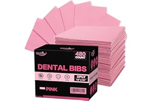 UTHIN Disposable Dental Bibs 13"x18"（480Pack） - 3 Ply Waterproof Tattoo Bib Sheet for Patients - Dentist Tray Cover and Nail Table Cover Supplies, Pink