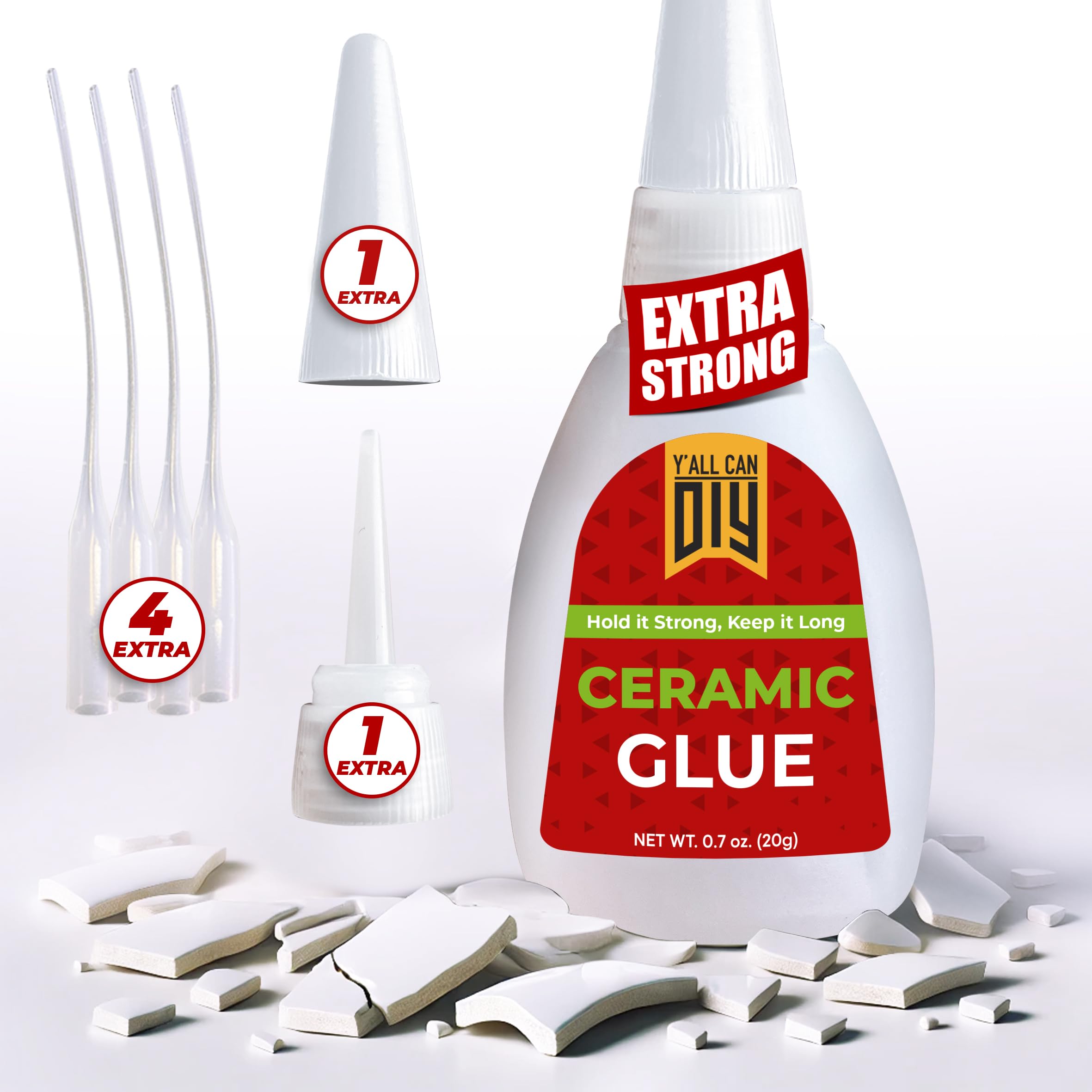 Photo 1 of Y'allCanDiy Waterproof Super Glue for Ceramic - Ceramic Glue Repair for Pottery, No Smell After Cure. Best Cyanoacrylate Based Adhesive for China and Porcelain - Cap Color May Vary (Blue or White)