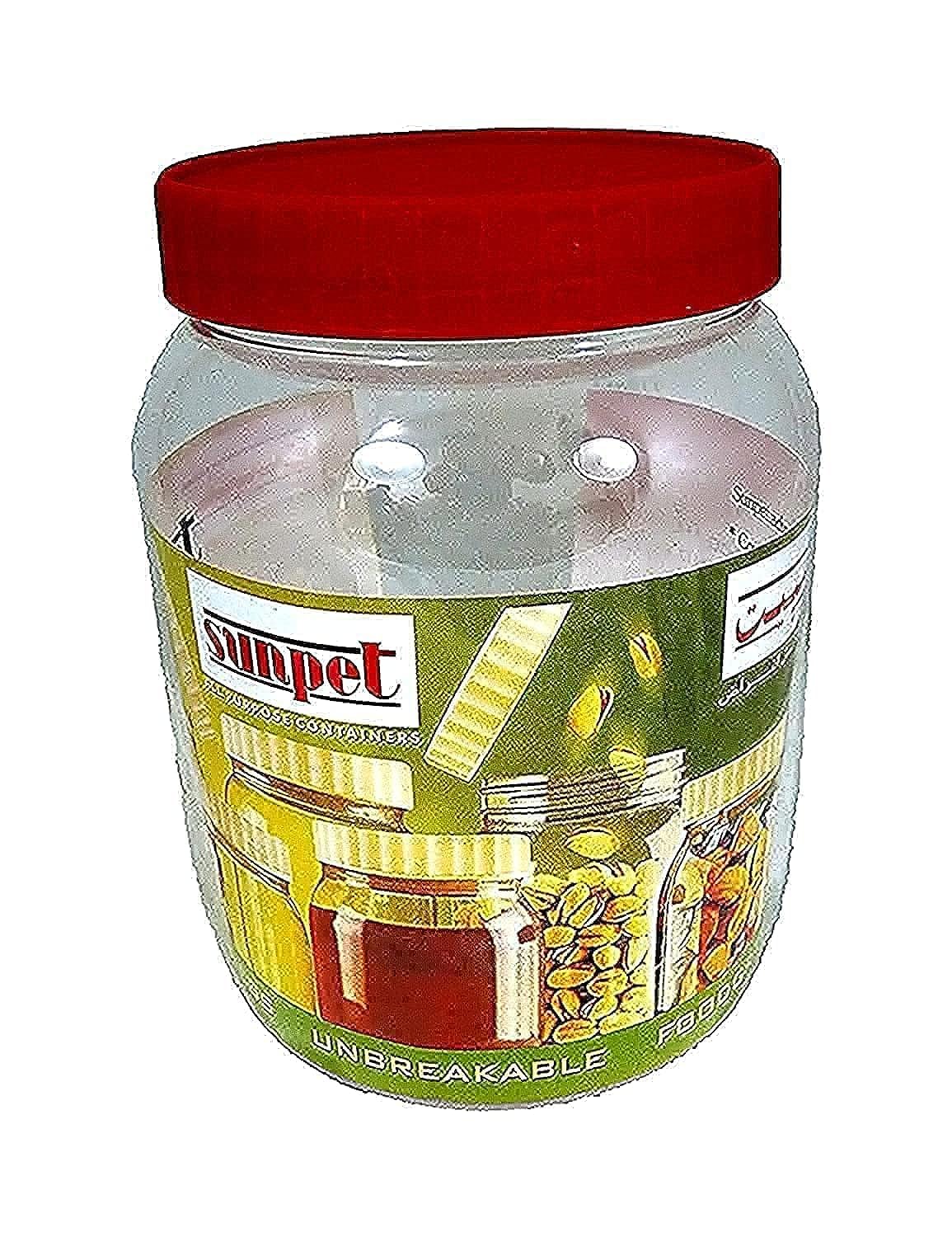 Sunpet Large Red Top Plastic Food Storage Canister Size 1000 ml, Pack of 6