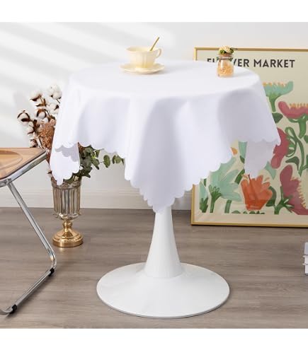 BrekSdat White Lace Farmhouse Tablecloth – Waterproof, Wrinkle-Resistant Rectangle Table Cover For Kitchen, Dining, & Parties