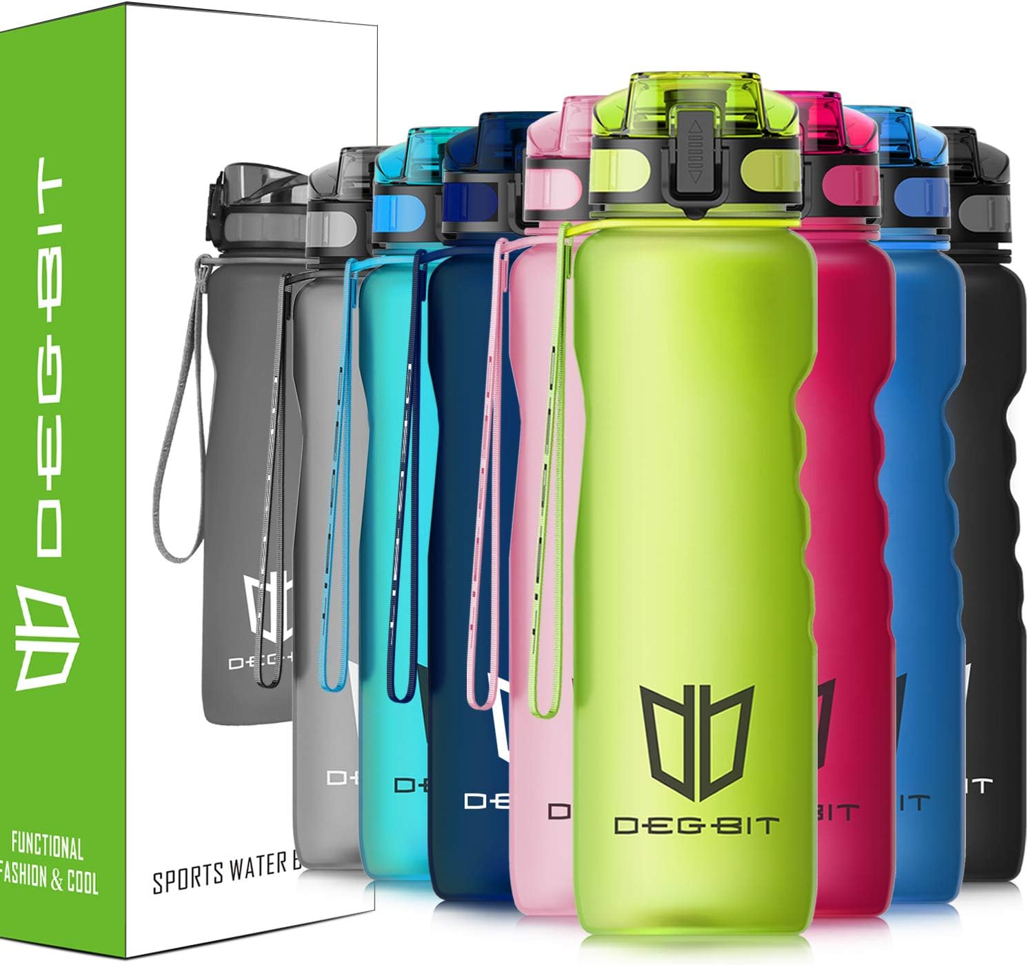 Degbit Leak Proof Motivational Water Bottle, 1L/500/350ml BPA Free Sports Water Bottles with Times to Drink, Filter & Lock Lid, Tritan Plastic Drinks Bottle for Running, Gym