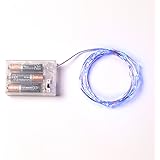 RTGS 20 Blue Color Micro LED String Lights Battery Operated on 7.5 Feet Silver Wire