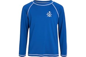Quad Seven Boys Swim Shirt - Quicky Dry Sun Protection Long Sleeve Rash Guard for Boys Youth Kids Swimwear (Sizes: 5-18)