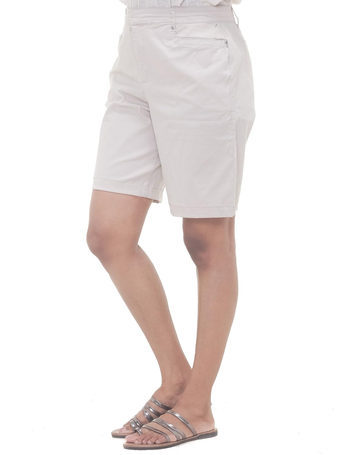 twist womens white solid cotton lycra strech shorts free shipping