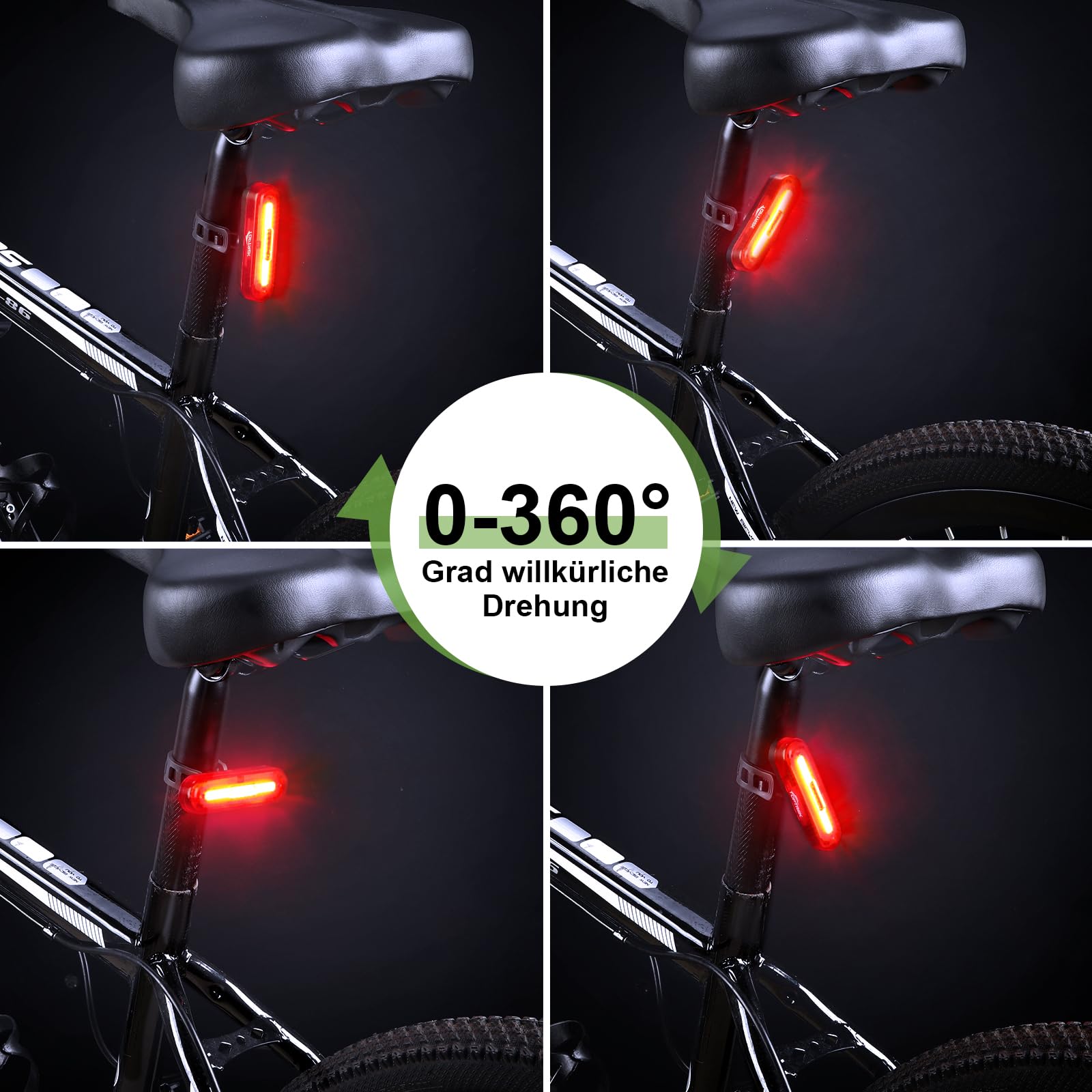 toptrek Rücklicht Fahrrad Sichtweite 200 Metern | Bike Rear Light Led StVZO Zugelassenes | Fahrrad Rücklicht USB-C Aufladbar Batterie | Fahrradlicht Hinten IPX5 Wasserdicht für Rennrad, MTB, E-Bike 7
