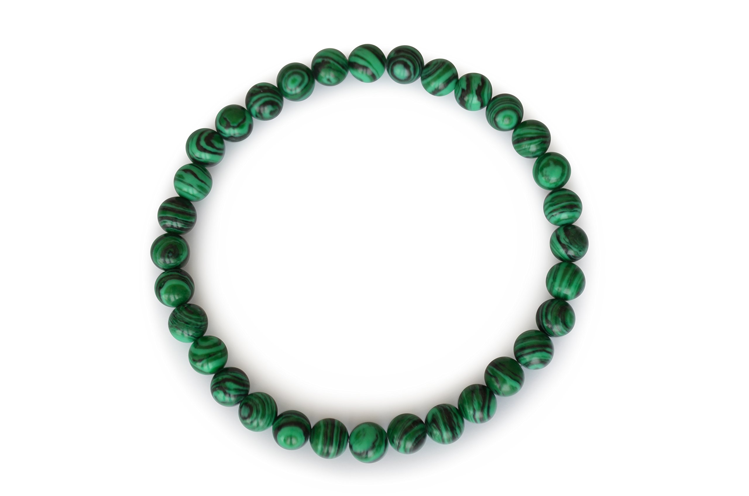 Vifaleno Malachite Bracelet, Stripe, Round, 6mm