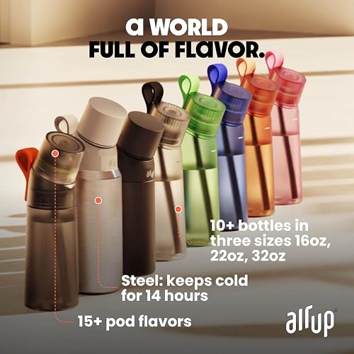 air up® water bottle (16oz) Black Steel + 3 Cola pods | Sugar free flavor pods & Water bottles with straw | Flavored water bottle in Saudi Arabia