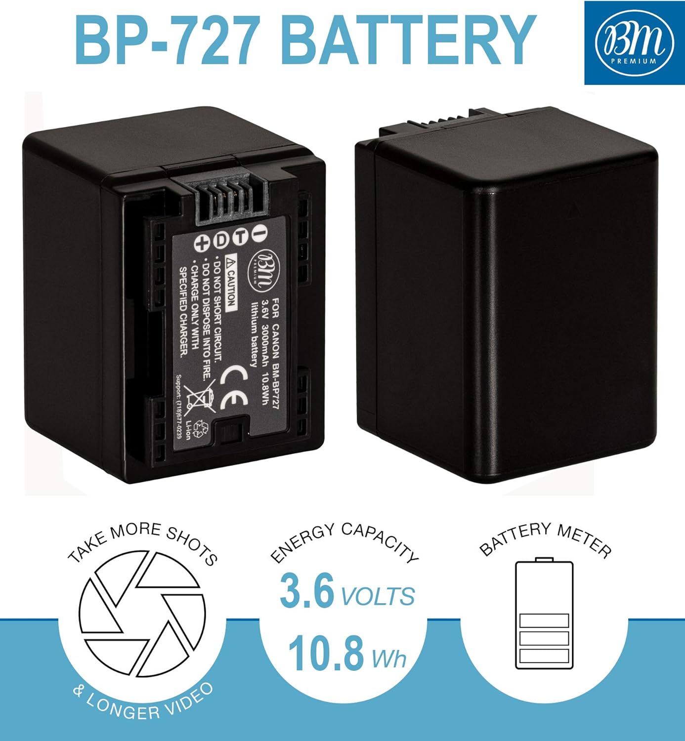 BM Premium 2 BP-727 Batteries and Dual Charger for Canon Vixia HFR80 HFR82 HFR800, HFR70, HFR72, HFR700, HFR32, HFR300, HFR40, HFR42, HFR400, HFR50, HFR52, HFR500, HFR60, HFR62, HFR600 Camcorder : Camera & Photo