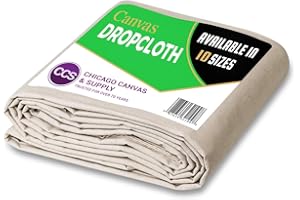 Heavy Purpose Canvas Drop Cloth By CCS CHICAGO CANVAS & SUPPLY- Cotton Canvas Cover For Floor & Furniture Protection - Washable & Reusable Duck Dropcloth Fabric Against Paint, Dust, Dirt- 9 by 12 Feet