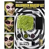 Libima Halloween Makeup Kit Face Paint Sfx Makeup Green Purple Black White Face Body Paint with Realistic Moss Spirit Gum Sponge Brush Special Effect for Halloween Zombie Witch Cosplay Carnival Party