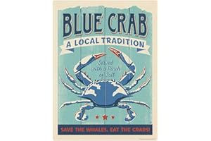 RETRO PLANET.COM Blue Crab Served Decal Peel and Stick Decor