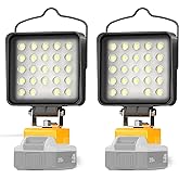 2 Pcs Cordless LED Work Light for Dewalt 20v Max Battery, 96W 10000LM Battery Light for Dewalt 20v Tools, Portable Outdoors Flood Lighting with USB & Type-C Charging Port, Low Voltage Protection