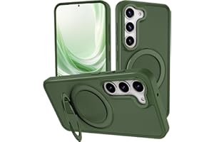 STERKER Magnetic Ring Stand for Samsung Galaxy S24 + Case [Military Grade Drop Protection][Compatible with Magnetic] with Kickstand, Matte Translucent Slim Case for S24 Plus, Green