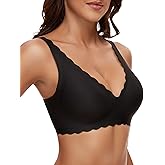 Quttlzze Deep V Petal Bras for Women No Underwire Soft Wireless Bras Comfort Seamless Bralettes with Extender