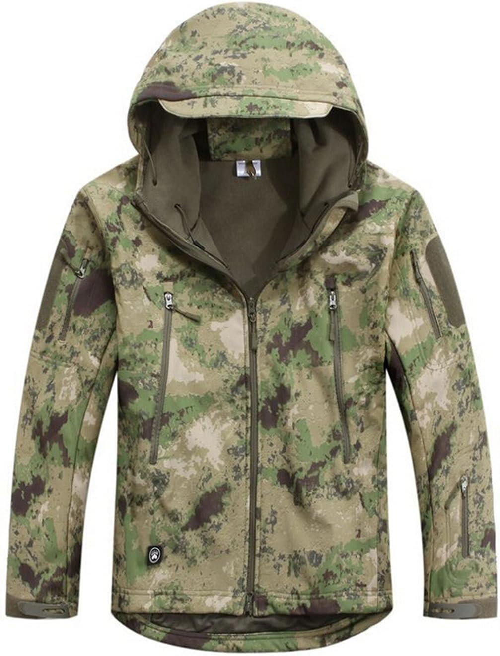 Jinmen Men's Outdoor Waterproof Camo Hooded Shark Skin Soft Shell Tactical Jacket