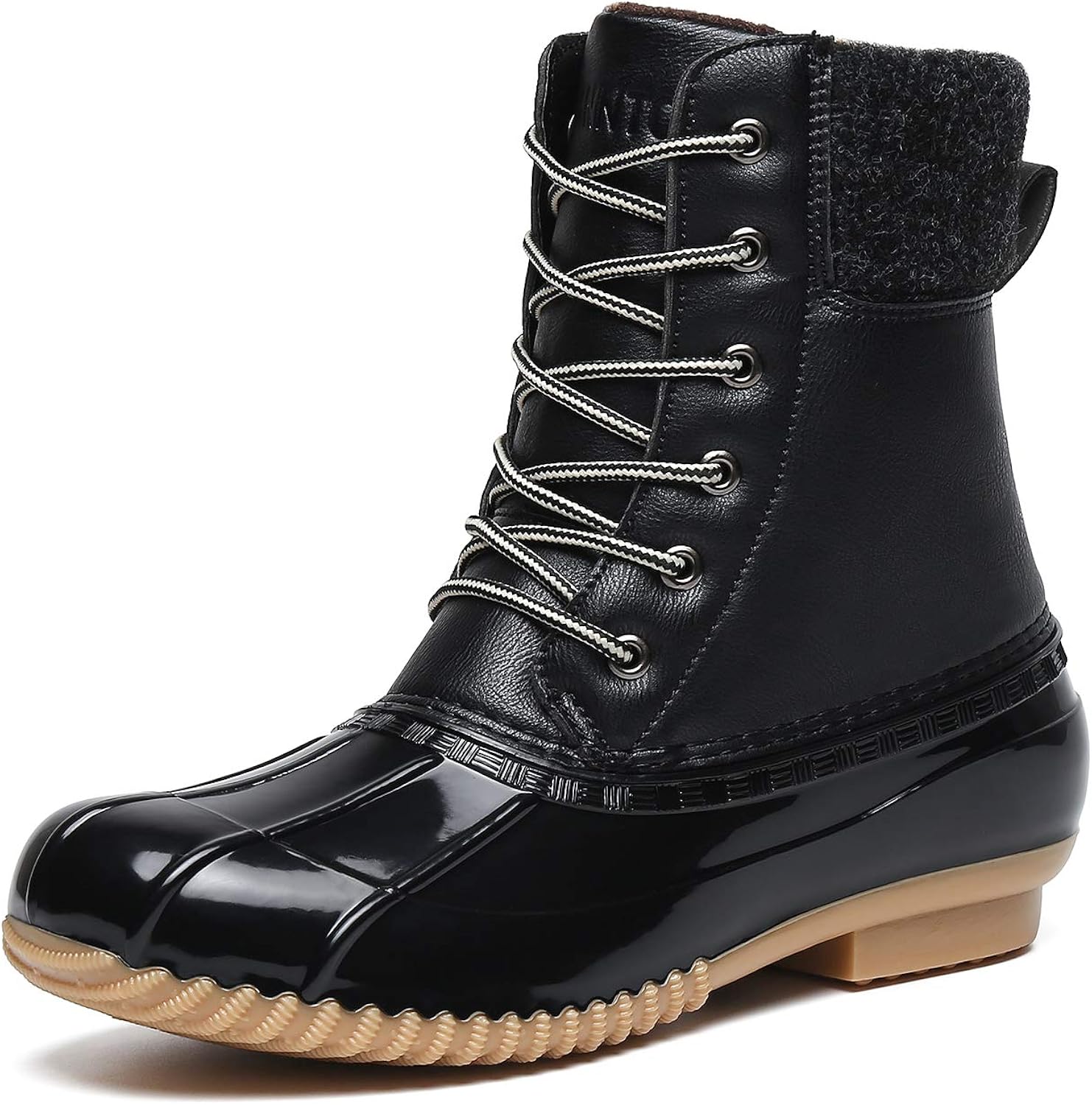 womens black duck boots with fur