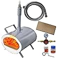 FEBTECH - Propane Gas Forge Single Burner - Portable Blacksmithing Forge Kit for Knife Making Professionals Artists Hobbyists Farrier Forging Blacksmith Tools Equipment Oval Shape Forge