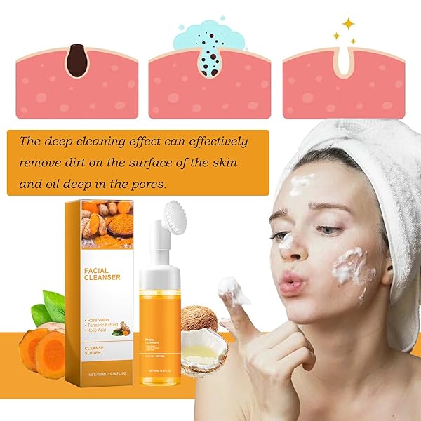 QRBXA TURMERIC FACIAL CLEANSER, TURMERIC FACIAL WASH, TURMERIC FOAMING CLEANSER, TURMERIC FOAMING DEEP CLEANSING FOR ALL SKIN